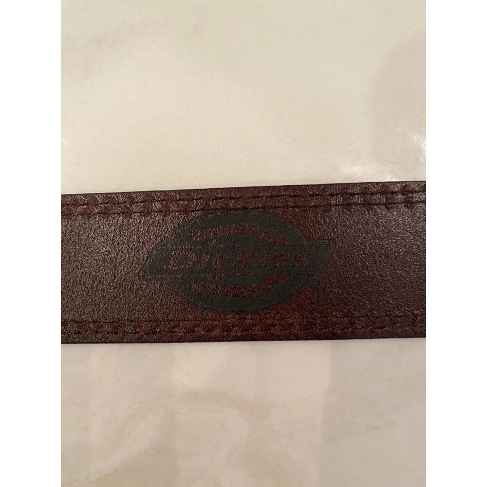 NEW Dickies Leather Men’s Belt Adjustable 34” Brown Gun‎ Metal Buckle Thick